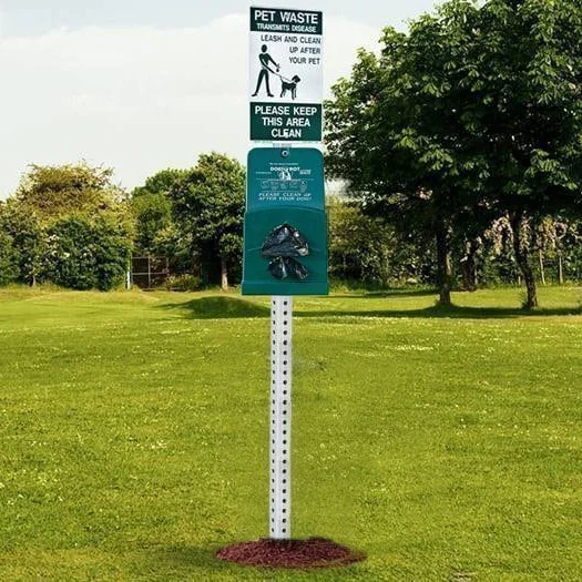 1011-Poly Pet waste disposal station in a park.