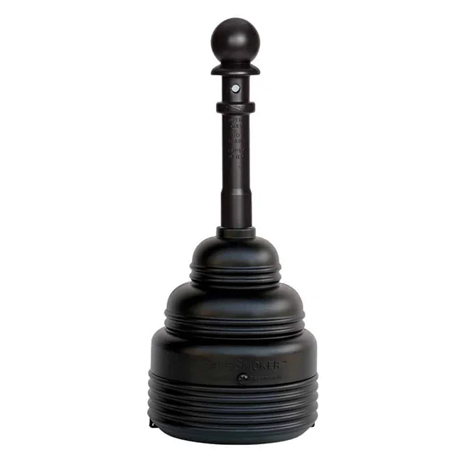 1208BLACKR-web Black toilet plunger with a decorative handle.