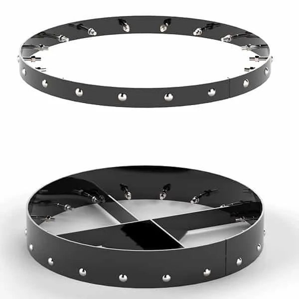 Black leather choker with silver studs and a central metal plate.