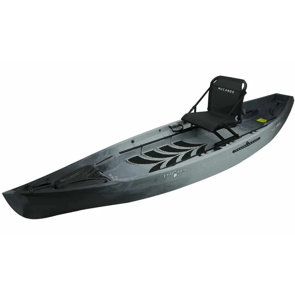 1420TS-Frontier-12-Thunderstorm-Fusion-Seat Frontier Nucanoe 12 fishing kayak in gray and black.
