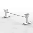 Silver metal table leg assembly.