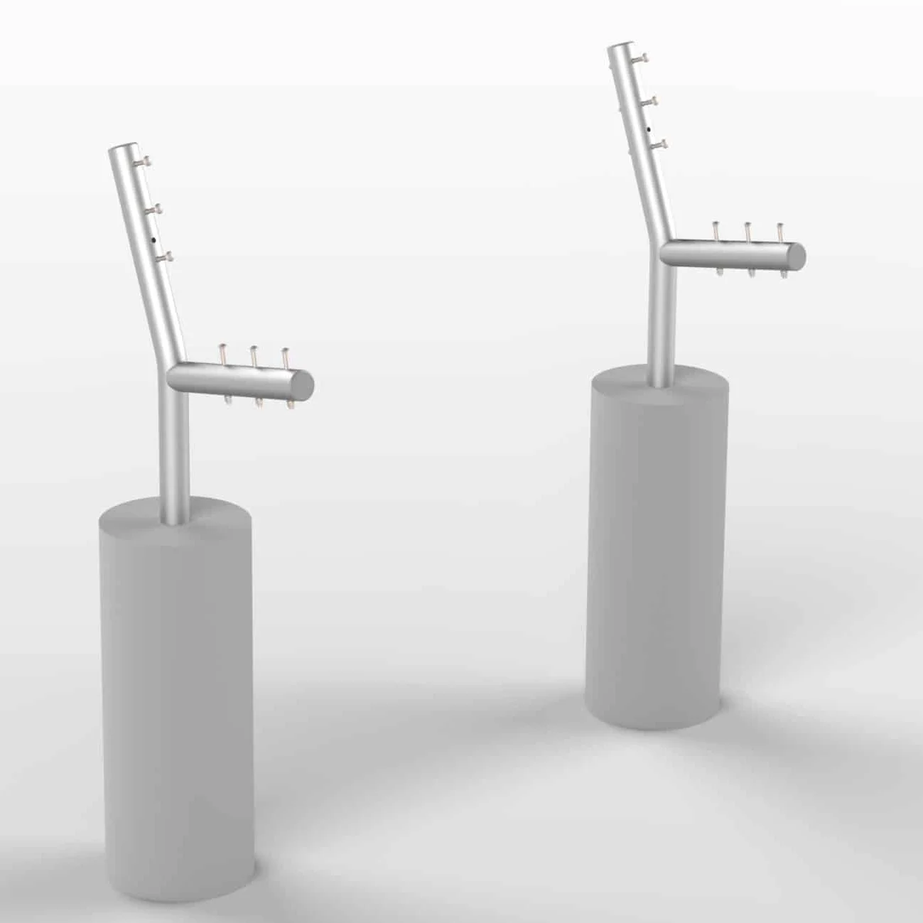 Toilet brush and holder set in light grey.