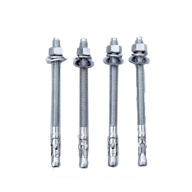Stainless steel expansion bolts in various lengths.