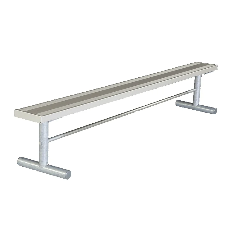 62PGLA-bench Metal bench with T-shaped legs and a flat top.