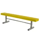 Yellow metal bench on a white background.