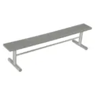 Gray metal bench on a white background.