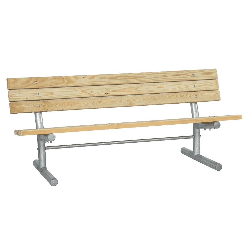 62PGPS-SYP-Bench Wooden bench with metal frame and screws.