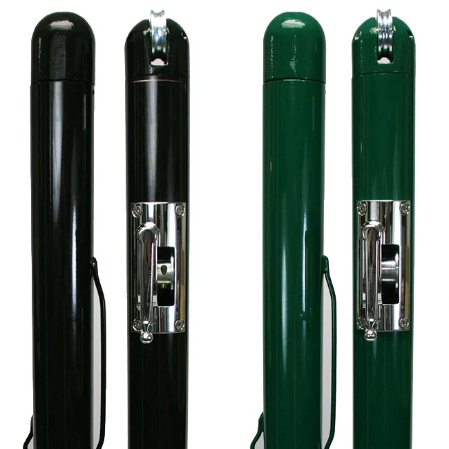 63050Z-web Two black and two green pool cues side by side.