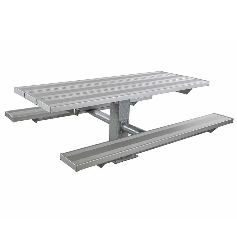 6SPTGAwhiteBK08R Aluminum picnic table with benches.