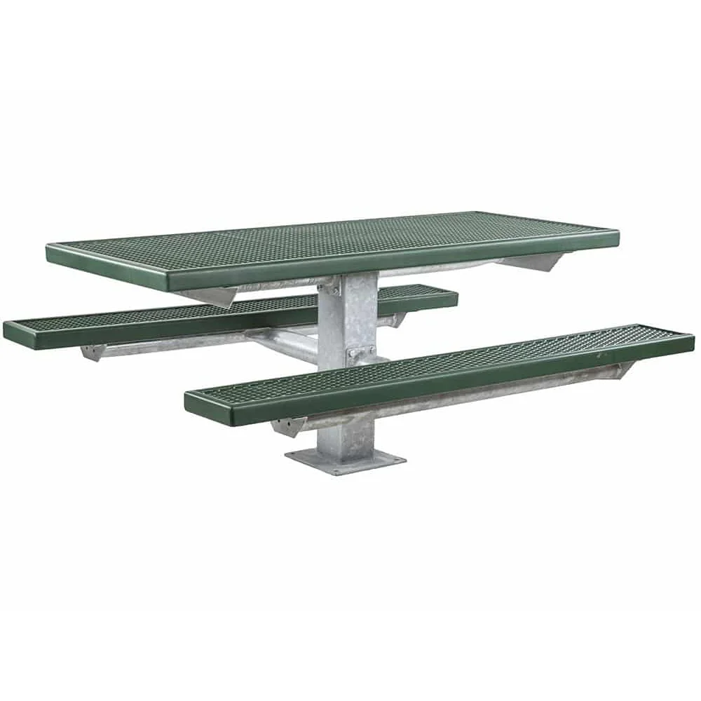 6SPTGVPwhiteBK06R Outdoor picnic table with green top and benches.