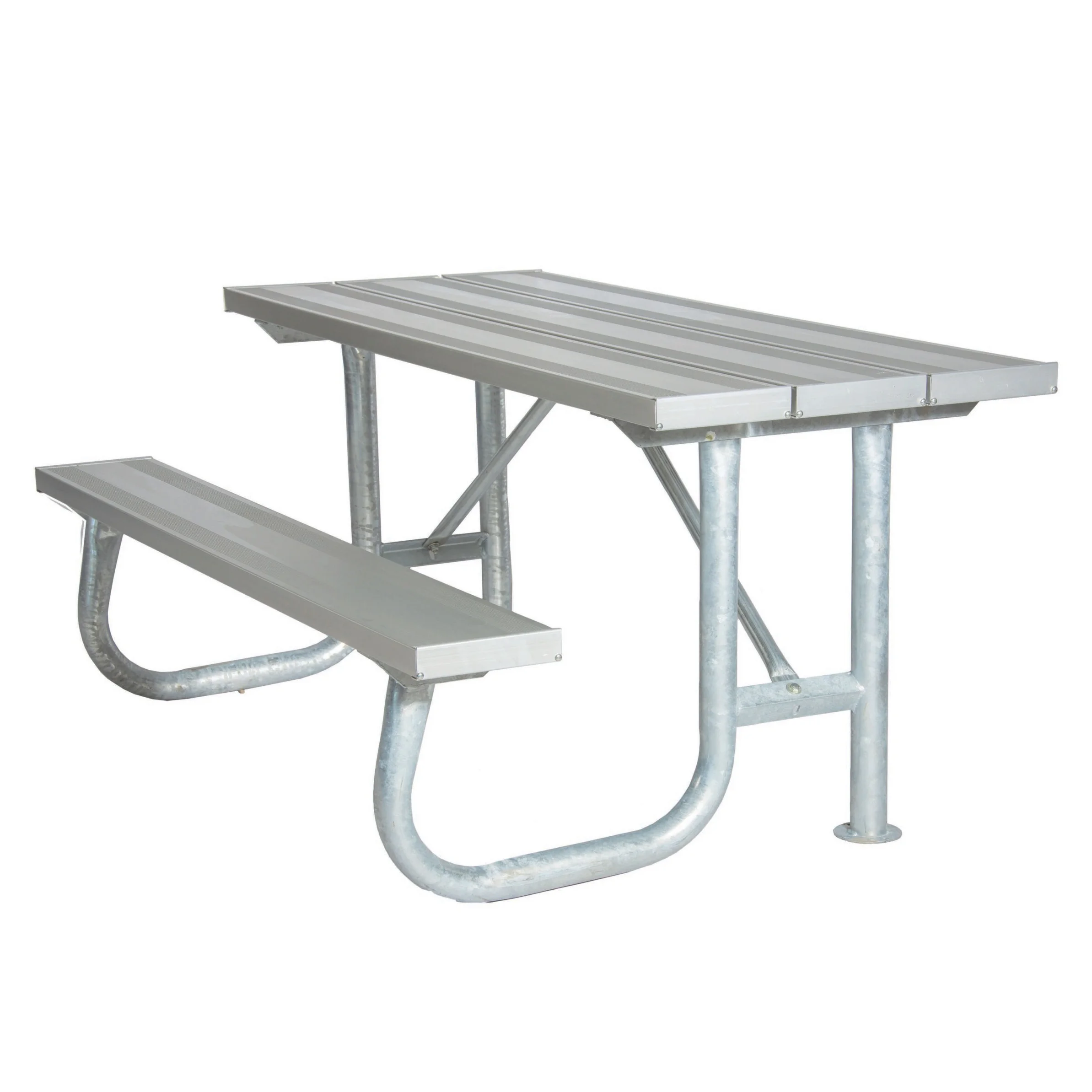 6j2ga15-scaled-1 Aluminum picnic table with attached bench.