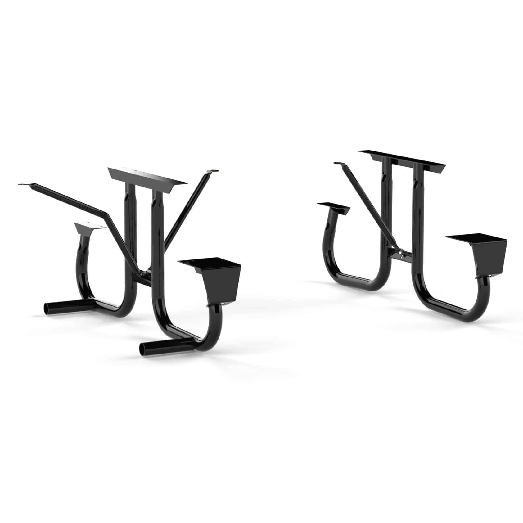 8J2C-SEWC Black metal bike rack hooks on white background.