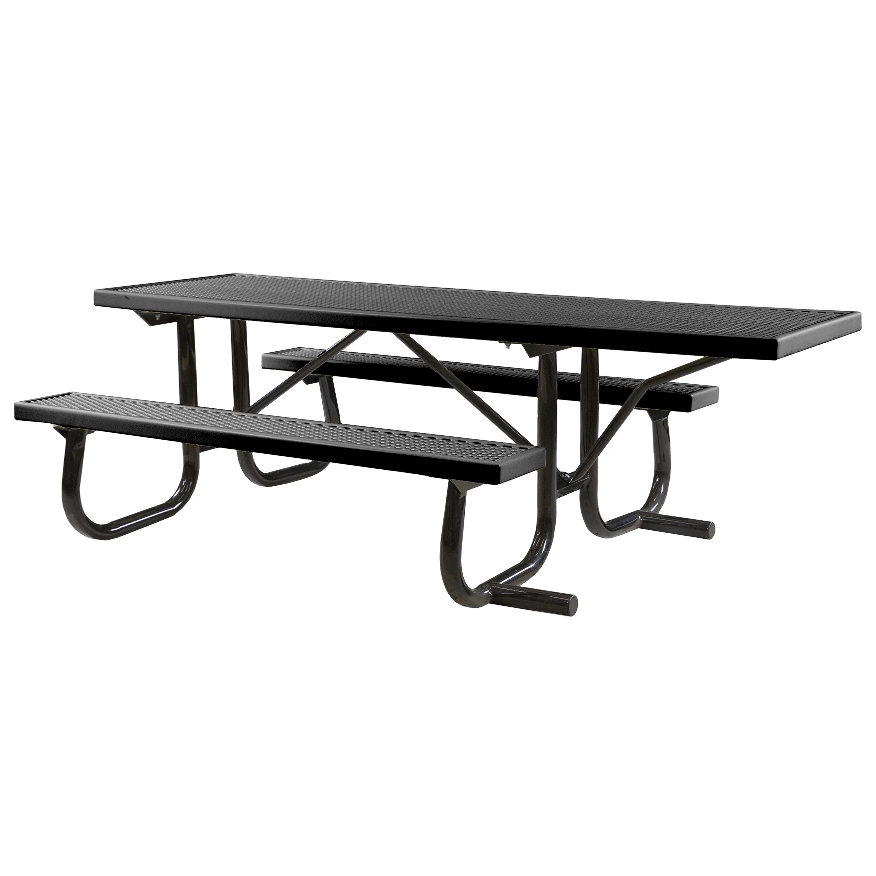 8J2CVP-EWC12RBlack Black metal picnic table with benches.