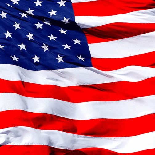 American flag waving in the wind.