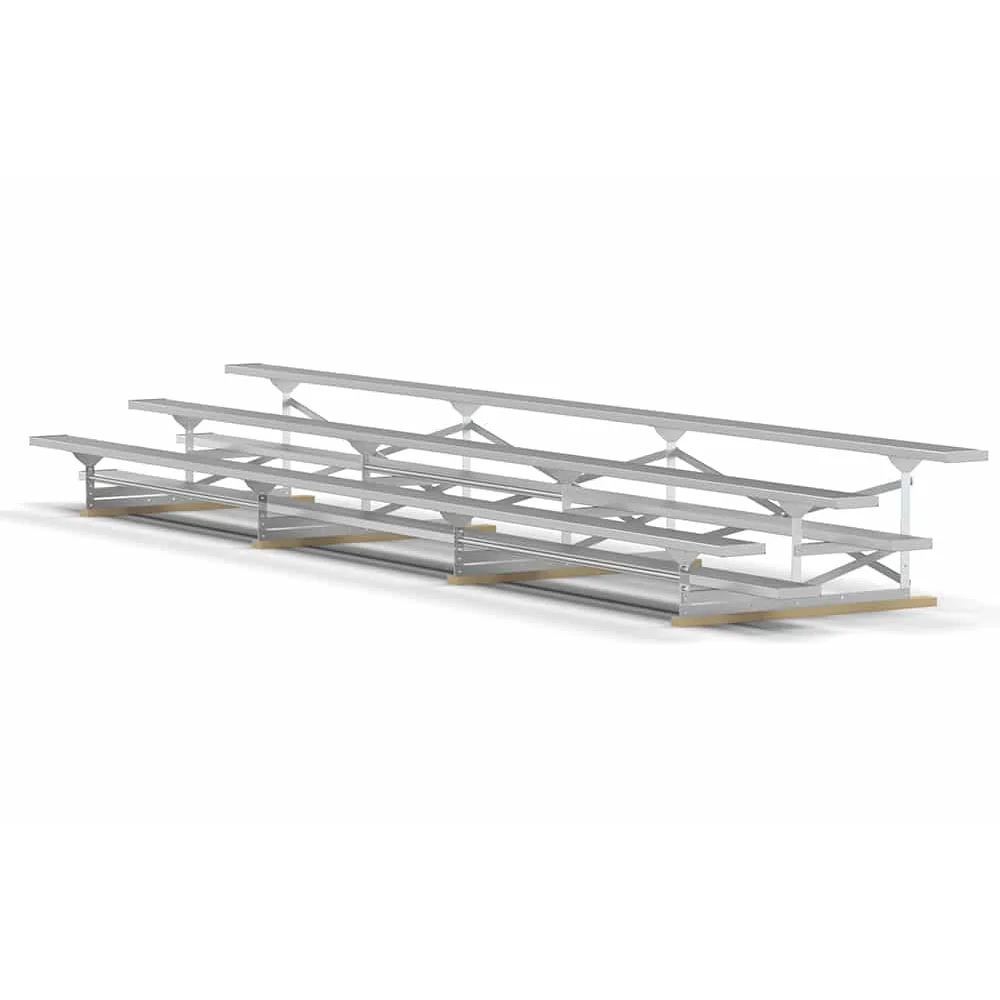 Metal bleachers on a white background.