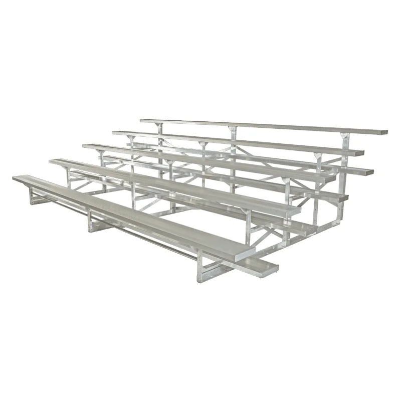 Aluminum bleachers on a white background.