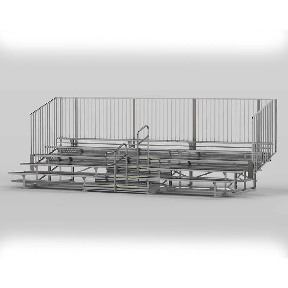 BLA5A21V4F448AHR-2 Metal bleachers and railing on a white background.