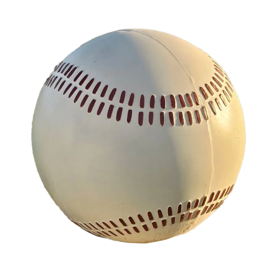 Baseball-Themed-Concrete-Ball-Bollards Baseball with perforated pattern on surface.