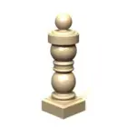 Wooden baluster with spherical top and base.