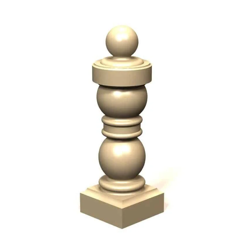 CBPB Wooden baluster with spherical top and base.