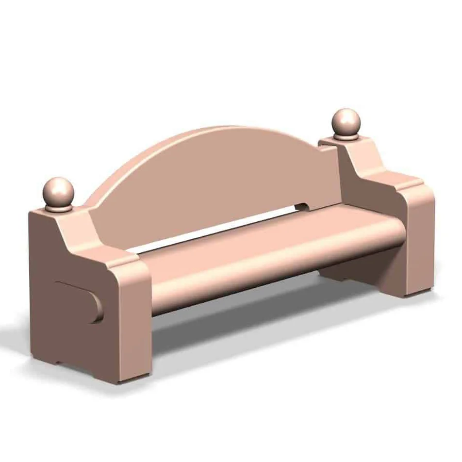 CKIB84C Bench with decorative ball ends and curved backrest.