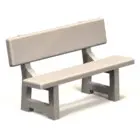 Concrete bench with backrest.