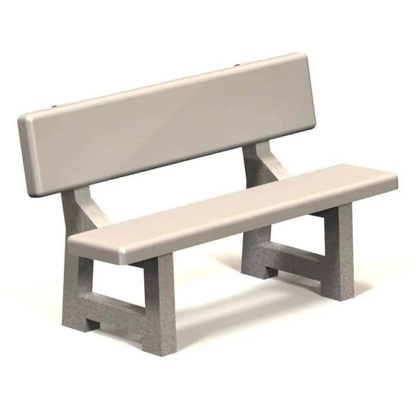CPB58C Concrete bench with backrest.