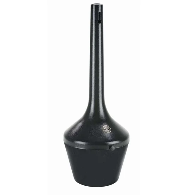 CSOBlack-web Black outdoor trash can with a long handle.