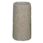 Cylindrical stone vase with textured surface.