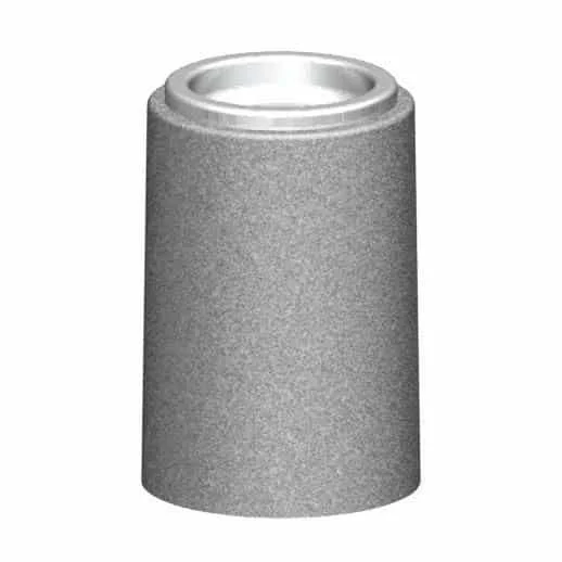 CSR1117 Gray cylindrical object with a circular opening at one end.