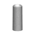 Gray cylindrical object against white background.