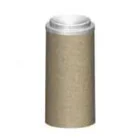 Cylindrical brown object with a white lid.