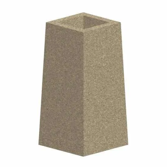 Concrete block in neutral color.