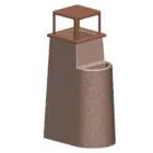 Bollard post with a square top and cylindrical base.