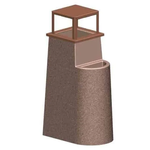 Bollard post with a square top and cylindrical base.