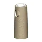 Cylindrical object with a textured surface and a circular cutout.