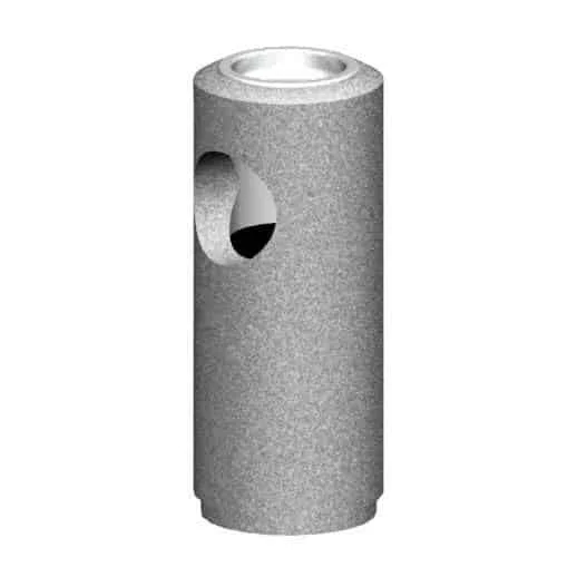 CSTR1332 Gray cylindrical object with a hole in it.
