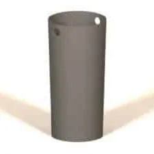 Dark brown cylindrical object with a small circular opening at one end.