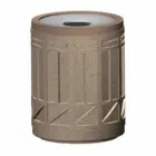 Brown outdoor trash can.