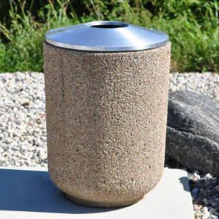 CTCR30AP-1 Concrete trash can outdoors.