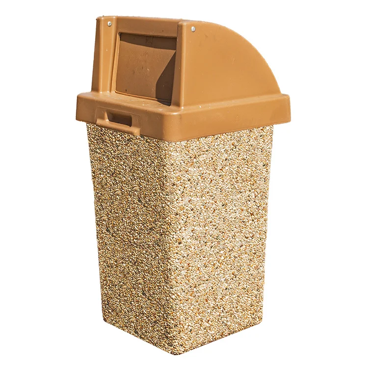 CTCS22PB-1 Brown trash can with textured surface and lid.
