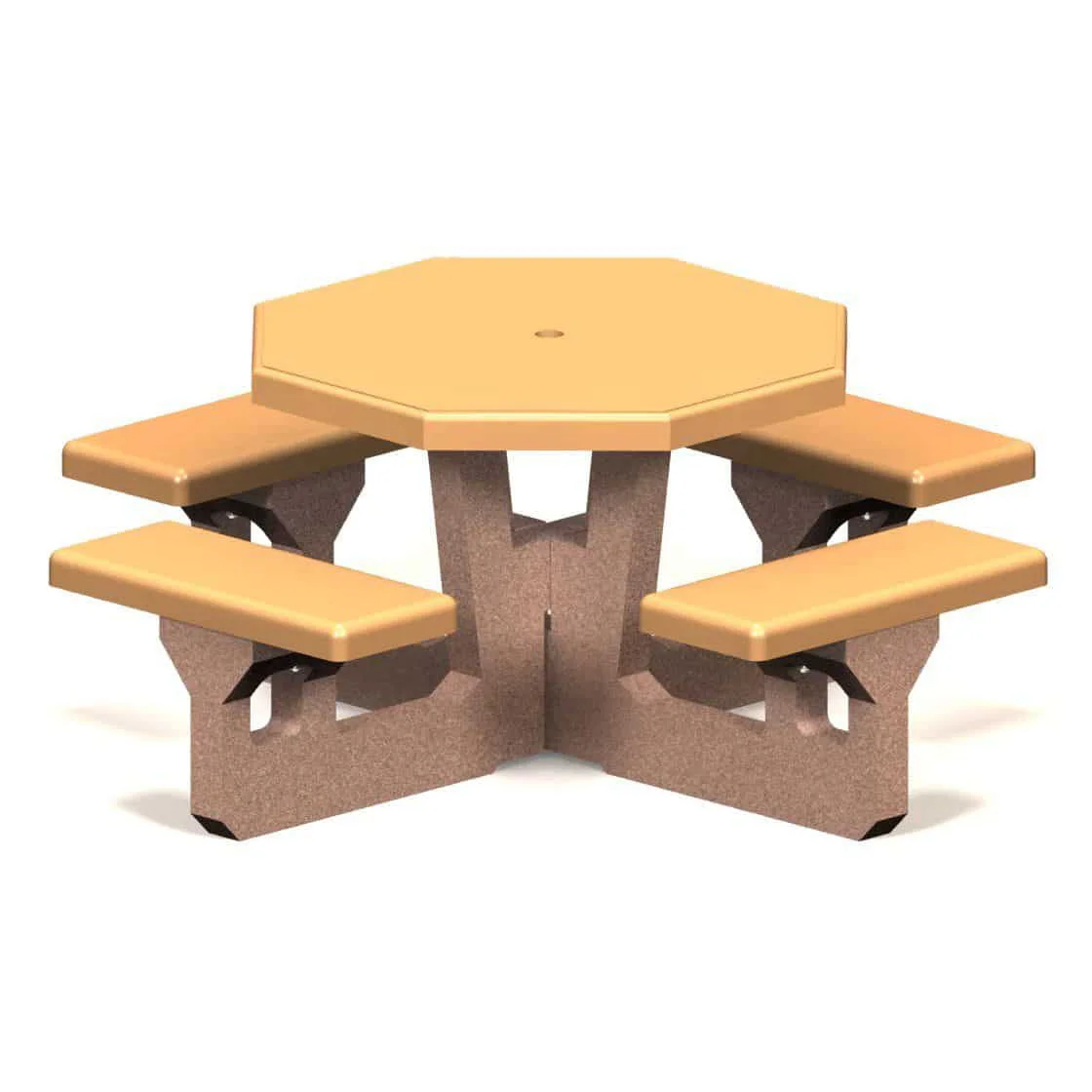 CTO4S Octagonal picnic table with benches and a central hole.