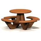 Outdoor picnic table in brown color.