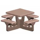 Square picnic table with benches.
