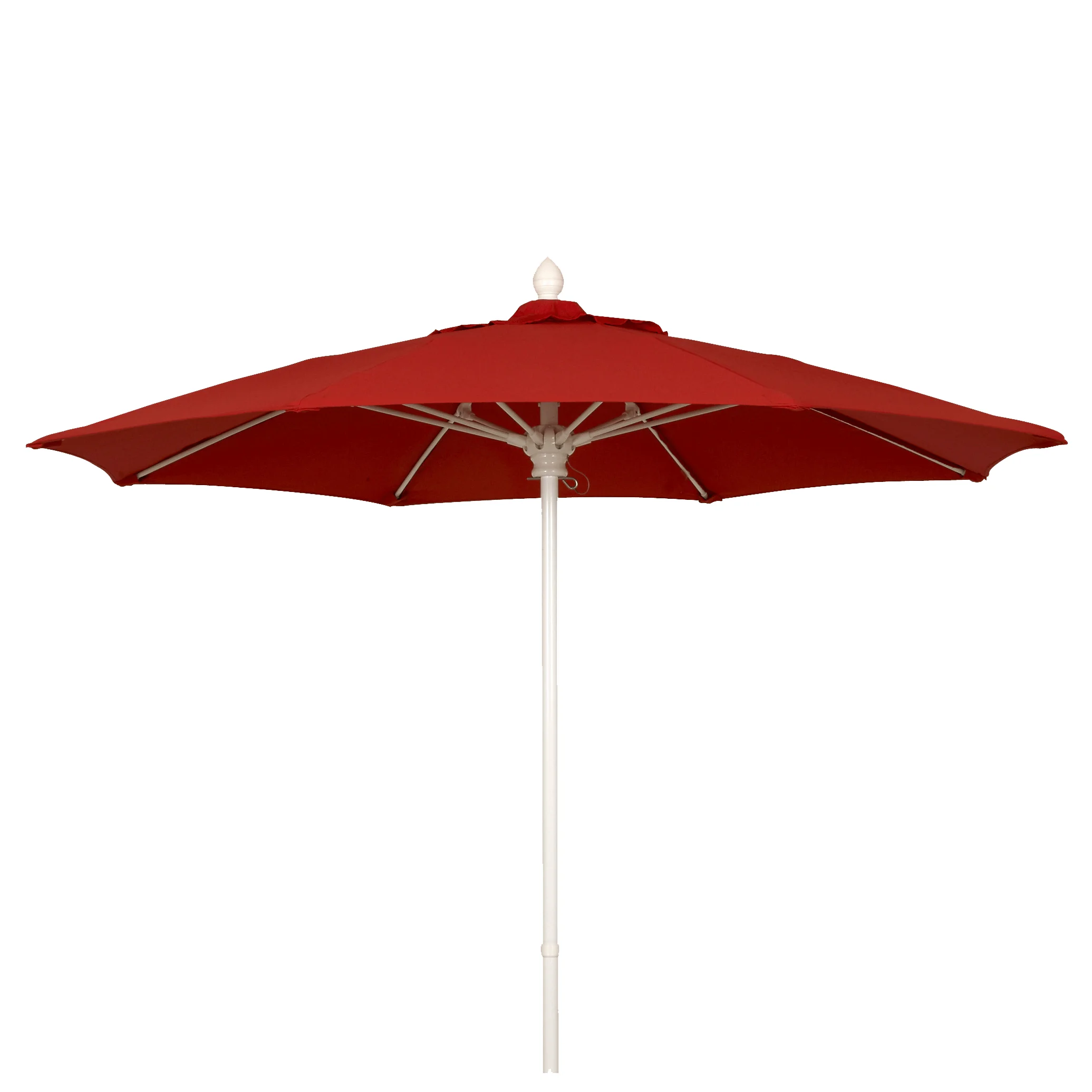 Commercial-Heavy-Duty-8-Rib-Umbrella-Red Red patio umbrella on white background.