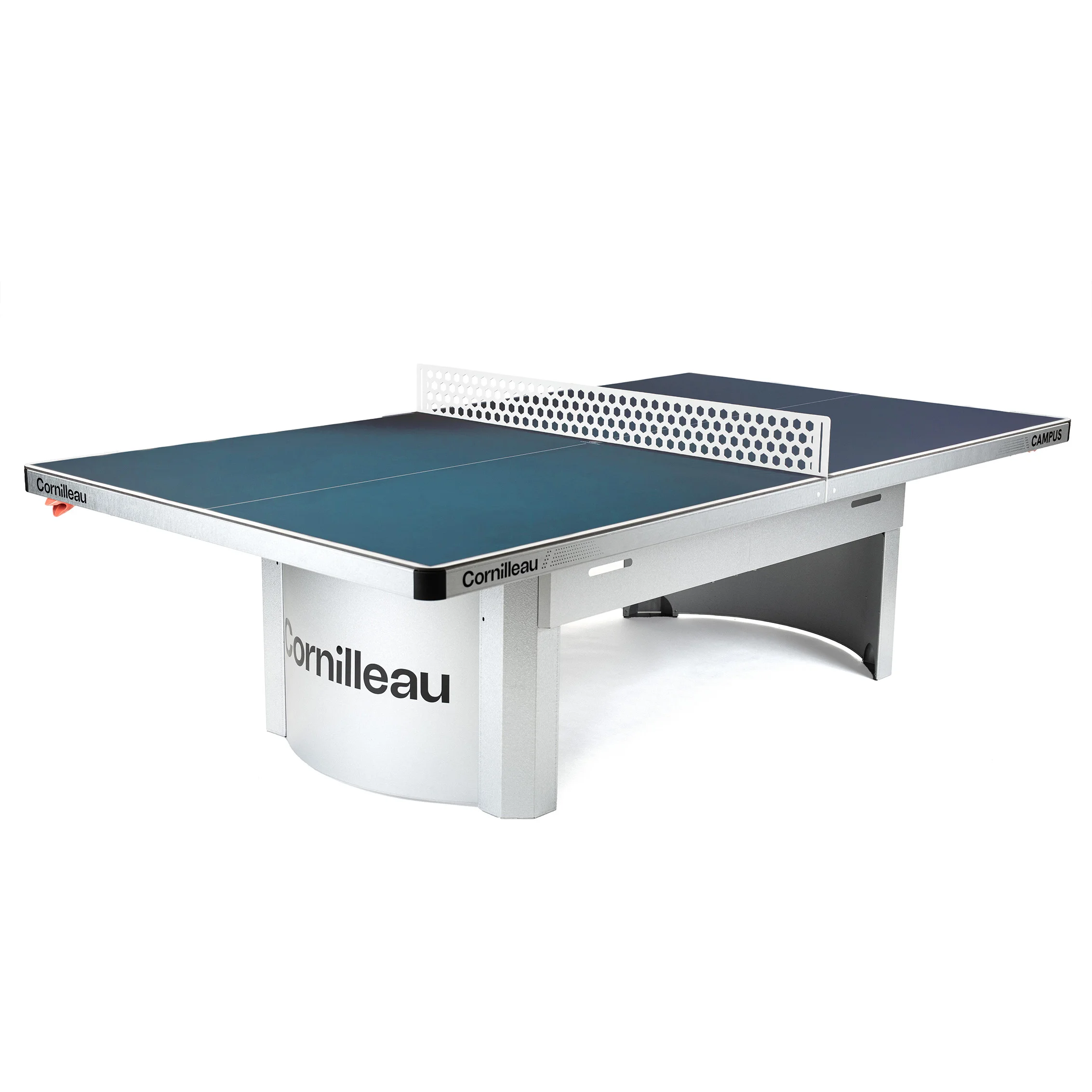 Cornilleau-table-510-M-Outdoor-ouverte-grey-scaled Cornilleau table tennis table on a white background.
