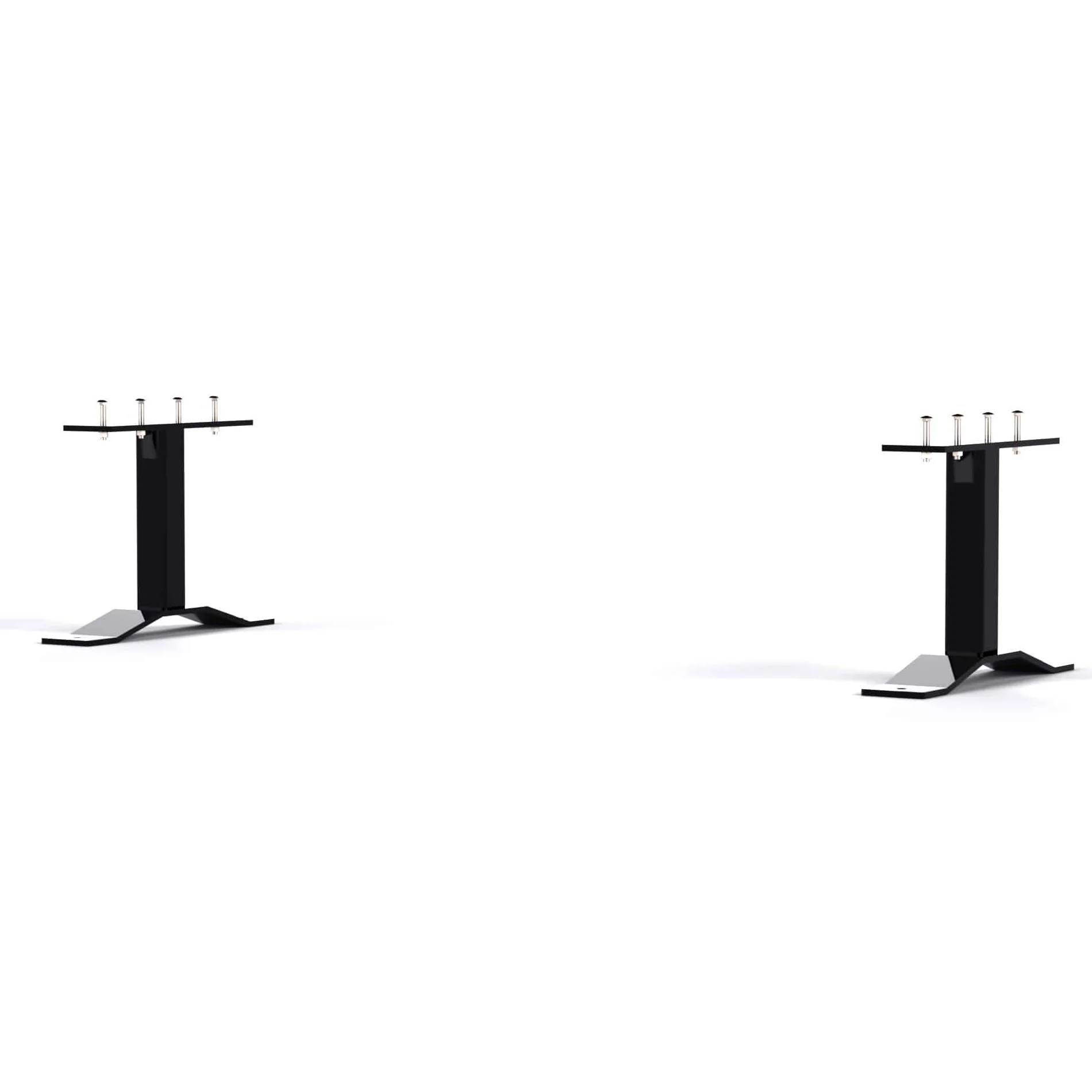 Black metal table legs on a white background.