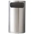 Stainless steel trash can.