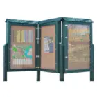 Outdoor information kiosk with maps and notices.