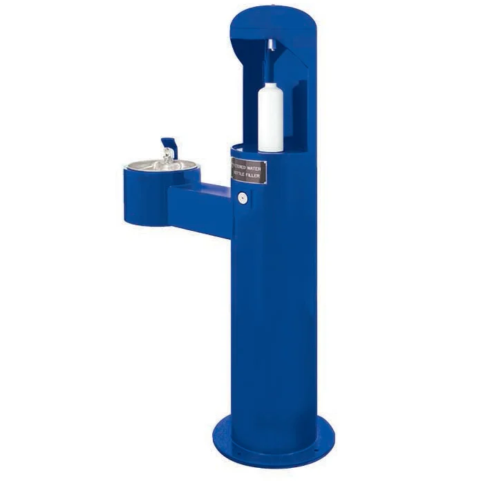 KP90PFBlue Blue water fountain with a bottle filler and drinking fountain.